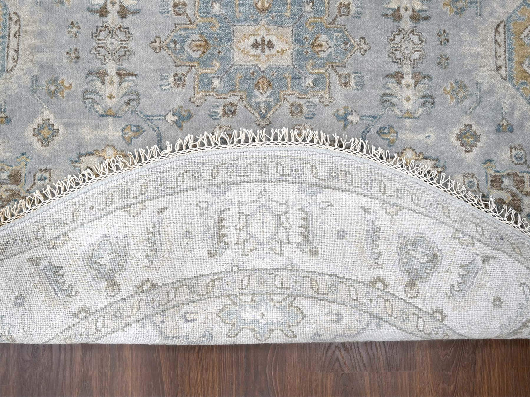 6'2" x 6'2" New Hand Knotted Grey Wool Round Oriental Rug - MOA10284639
