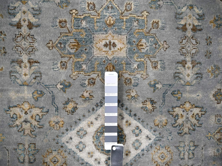 6'2" x 6'2" New Hand Knotted Grey Wool Round Oriental Rug - MOA10284639