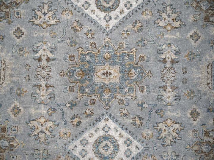 6'2" x 6'2" New Hand Knotted Grey Wool Round Oriental Rug - MOA10284639