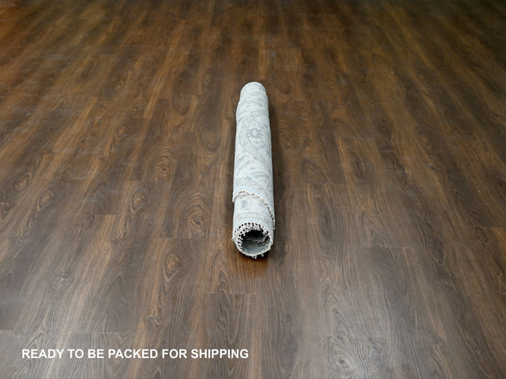 6'2" x 6'2" New Hand Knotted Grey Wool Round Oriental Rug - MOA10284639