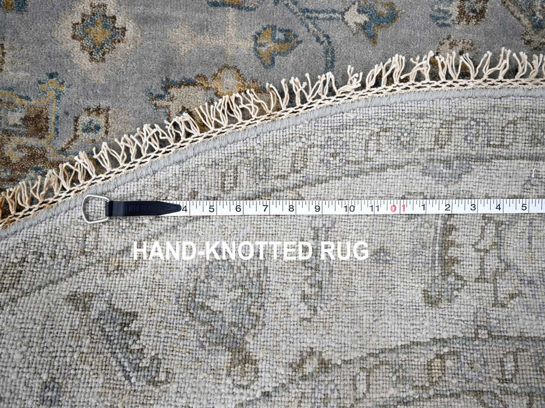 6'2" x 6'2" New Hand Knotted Grey Wool Round Oriental Rug - MOA10284639