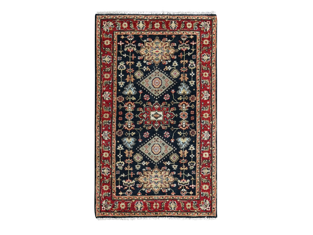 3'2" x 5'0" New Hand Knotted Black Wool Rectangle Oriental Rug - MOA10284662