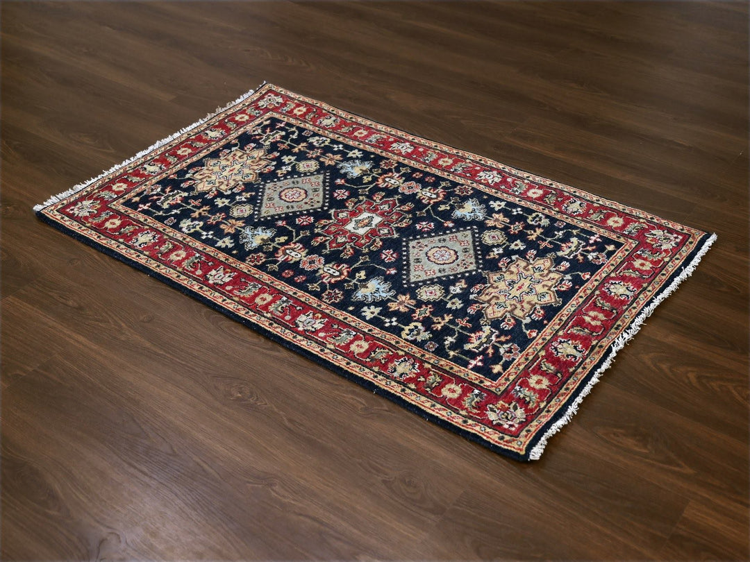 3'2" x 5'0" New Hand Knotted Black Wool Rectangle Oriental Rug - MOA10284662