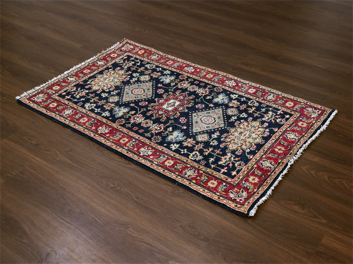 3'2" x 5'0" New Hand Knotted Black Wool Rectangle Oriental Rug - MOA10284662