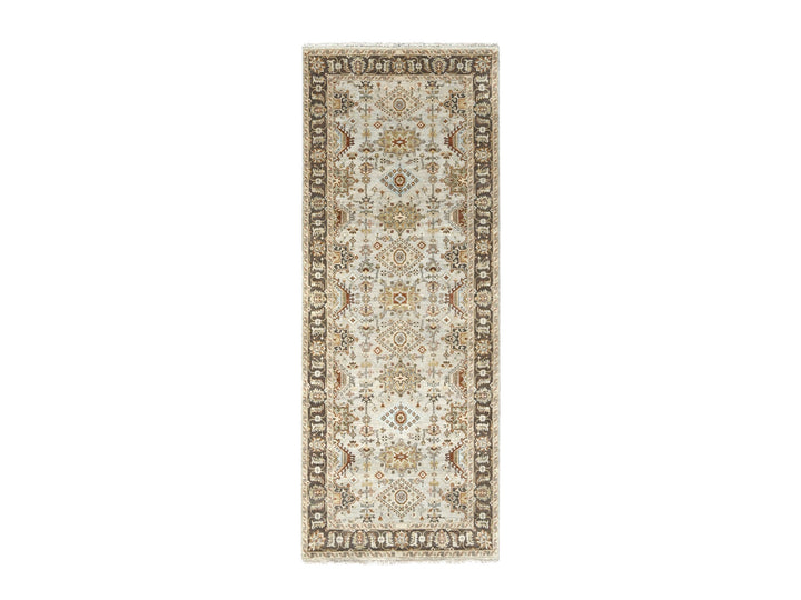 4'2" x 9'10" New Hand Knotted Grey Wool Runner Oriental Rug - MOA10284665
