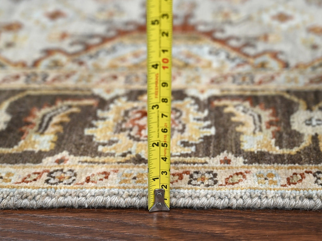 4'2" x 9'10" New Hand Knotted Grey Wool Runner Oriental Rug - MOA10284665