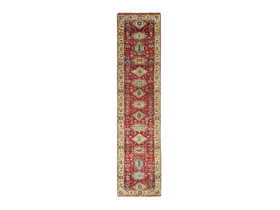 2'7" x 12'0" New Hand Knotted Red Wool Runner Oriental Rug - MOA10284684