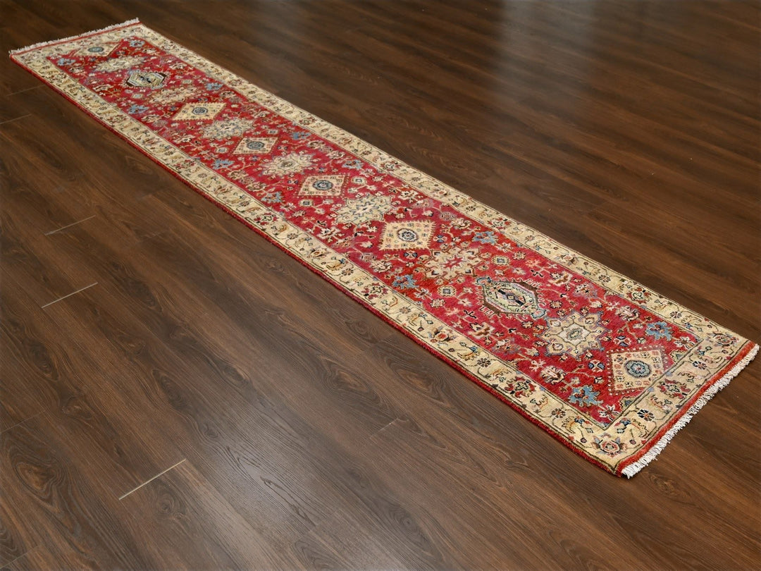 2'7" x 12'0" New Hand Knotted Red Wool Runner Oriental Rug - MOA10284684