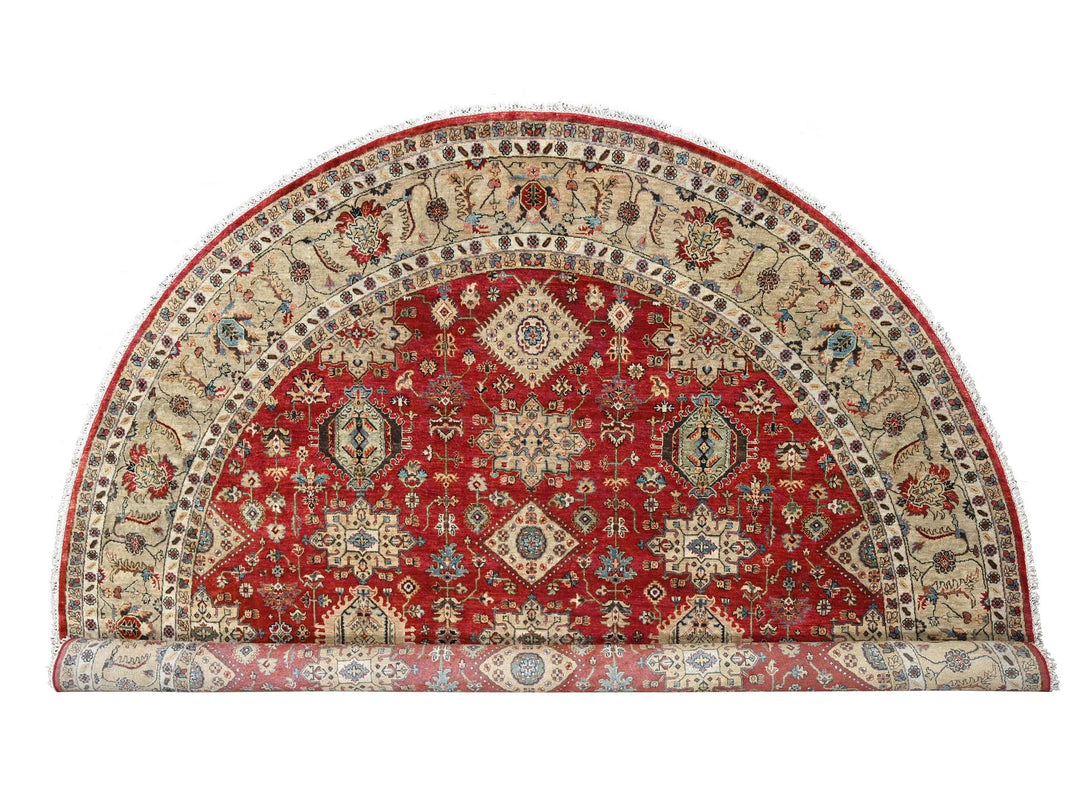 12'0" x 12'0" New Hand Knotted Red Wool Round Oriental Rug - MOA10284686