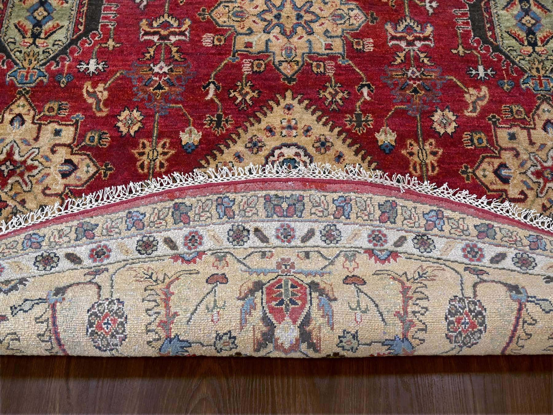 12'0" x 12'0" New Hand Knotted Red Wool Round Oriental Rug - MOA10284686