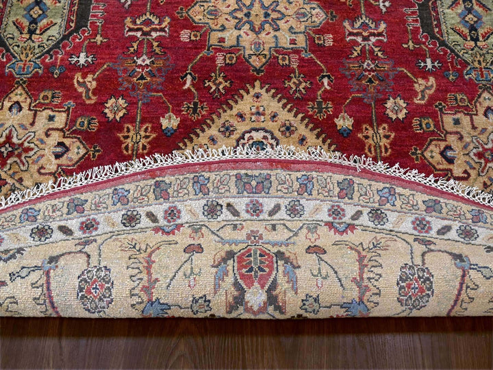 12'0" x 12'0" New Hand Knotted Red Wool Round Oriental Rug - MOA10284686