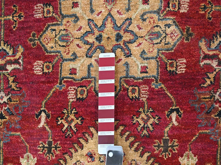12'0" x 12'0" New Hand Knotted Red Wool Round Oriental Rug - MOA10284686