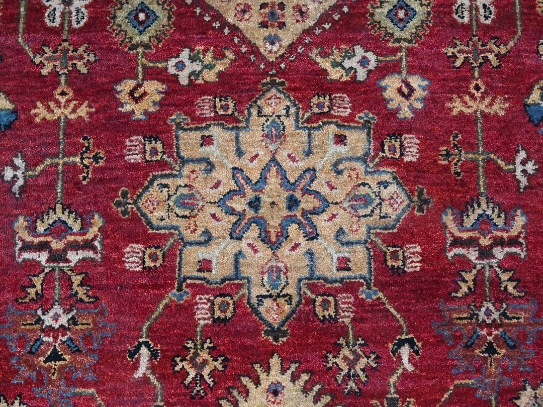 12'0" x 12'0" New Hand Knotted Red Wool Round Oriental Rug - MOA10284686