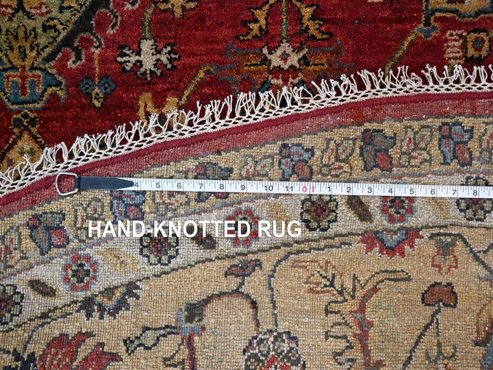 12'0" x 12'0" New Hand Knotted Red Wool Round Oriental Rug - MOA10284686
