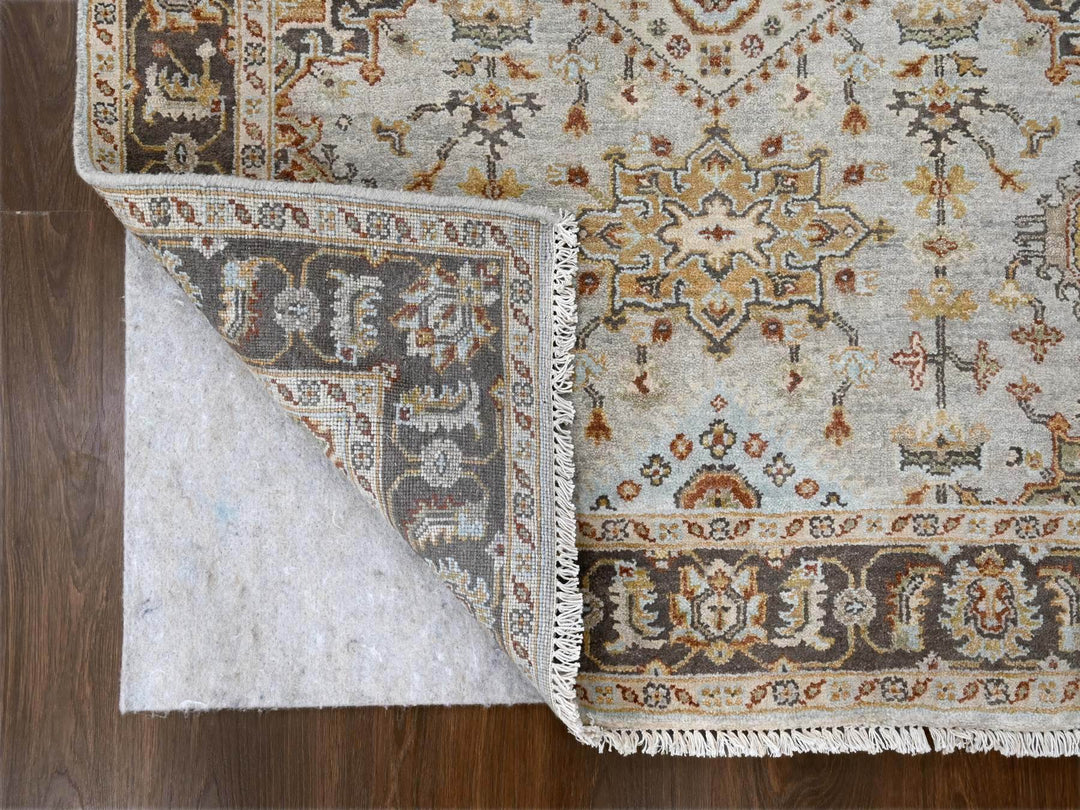 4'2" x 12'0" New Hand Knotted Grey Wool Runner Oriental Rug - MOA10284691