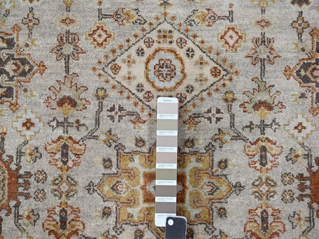 4'2" x 12'0" New Hand Knotted Grey Wool Runner Oriental Rug - MOA10284691