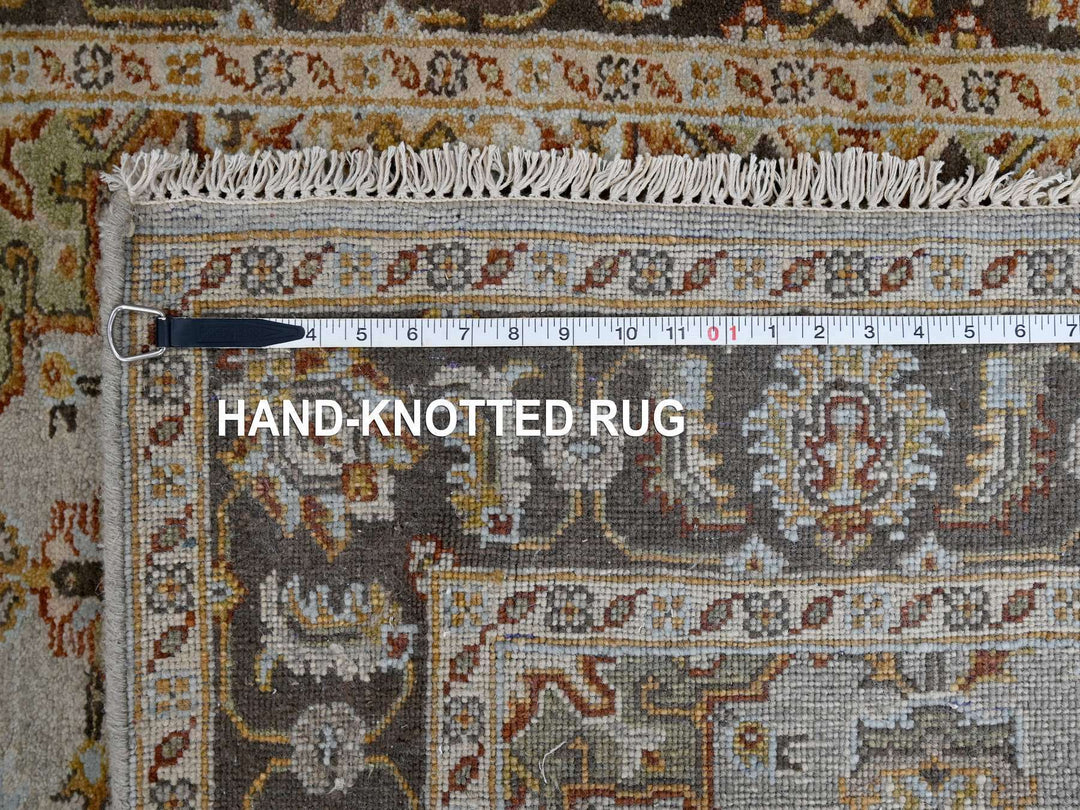 4'2" x 12'0" New Hand Knotted Grey Wool Runner Oriental Rug - MOA10284691