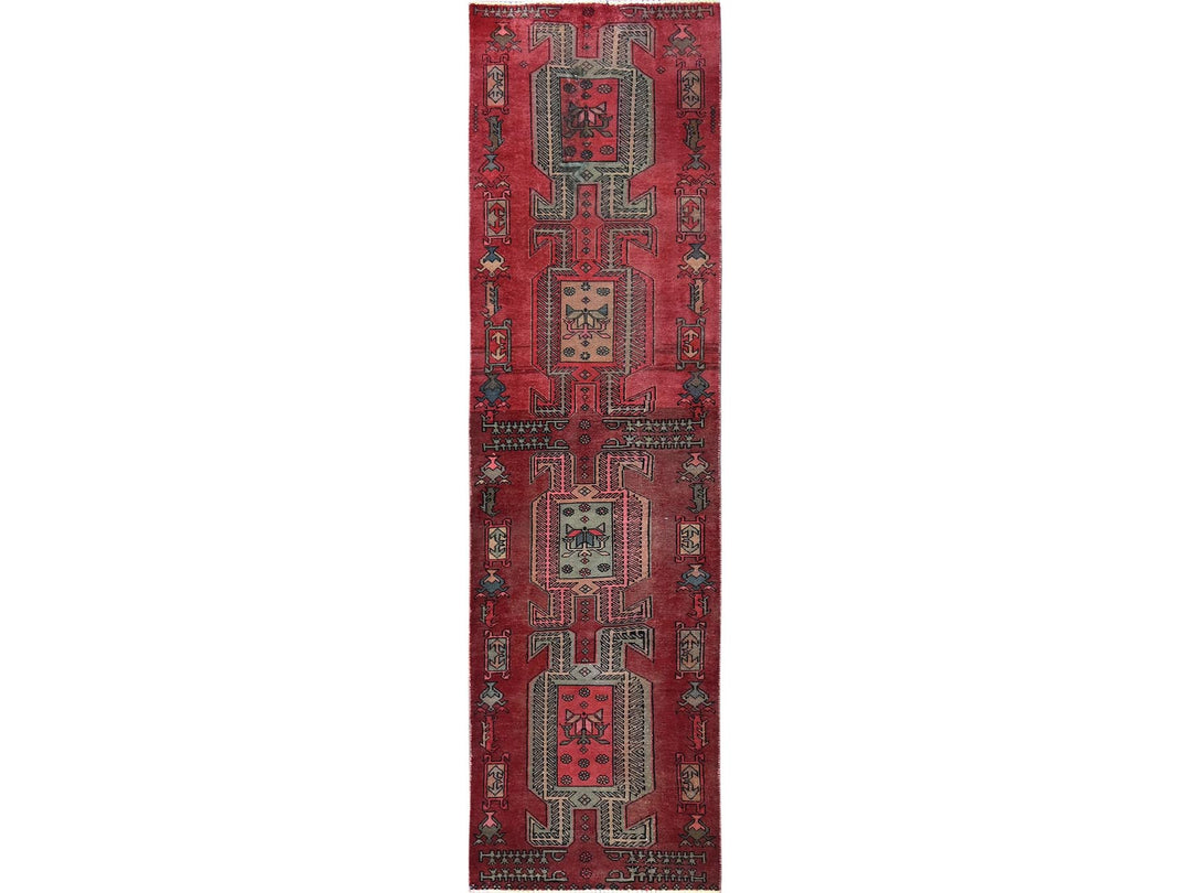 2'3" x 8'5" Vintage Hand Knotted Red Wool Runner Oriental Rug - MOA102846