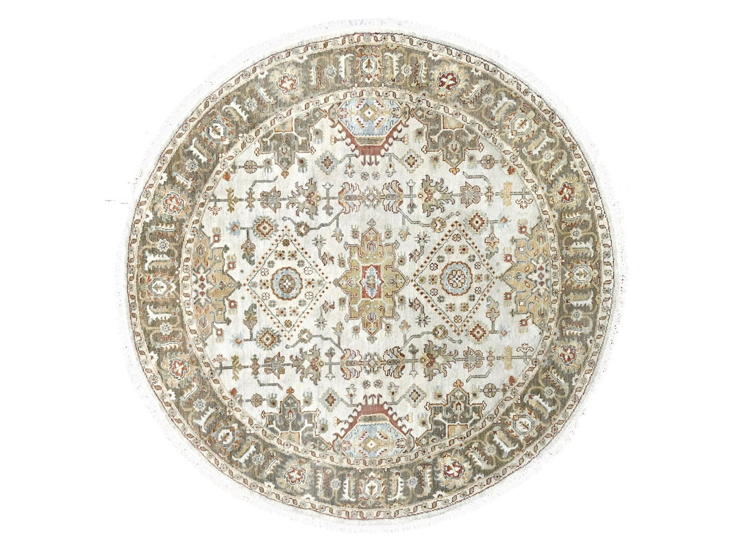 6'2" x 6'2" New Hand Knotted Grey Wool Round Oriental Rug - MOA10284701