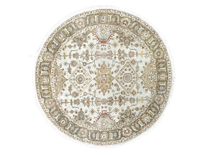 6'2" x 6'2" New Hand Knotted Grey Wool Round Oriental Rug - MOA10284701