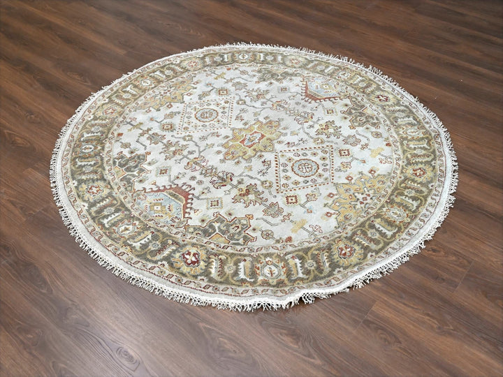 6'2" x 6'2" New Hand Knotted Grey Wool Round Oriental Rug - MOA10284701