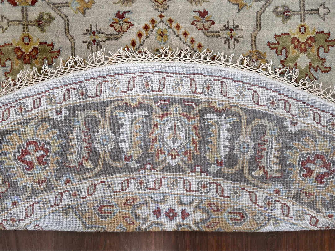 6'2" x 6'2" New Hand Knotted Grey Wool Round Oriental Rug - MOA10284701