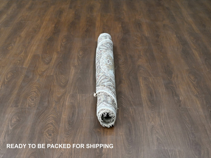 6'2" x 6'2" New Hand Knotted Grey Wool Round Oriental Rug - MOA10284701