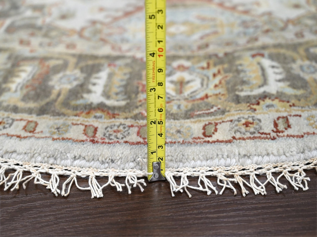 6'2" x 6'2" New Hand Knotted Grey Wool Round Oriental Rug - MOA10284701