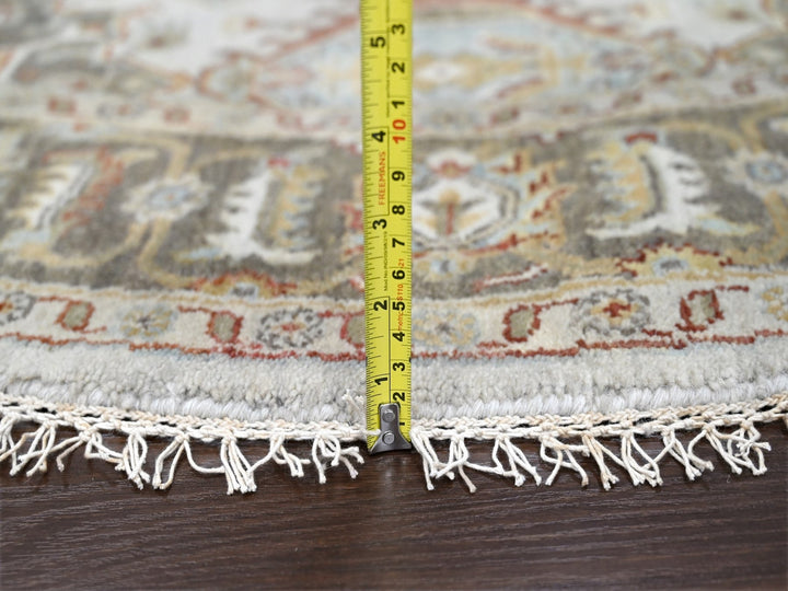 6'2" x 6'2" New Hand Knotted Grey Wool Round Oriental Rug - MOA10284701