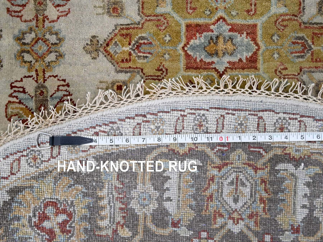 6'2" x 6'2" New Hand Knotted Grey Wool Round Oriental Rug - MOA10284701