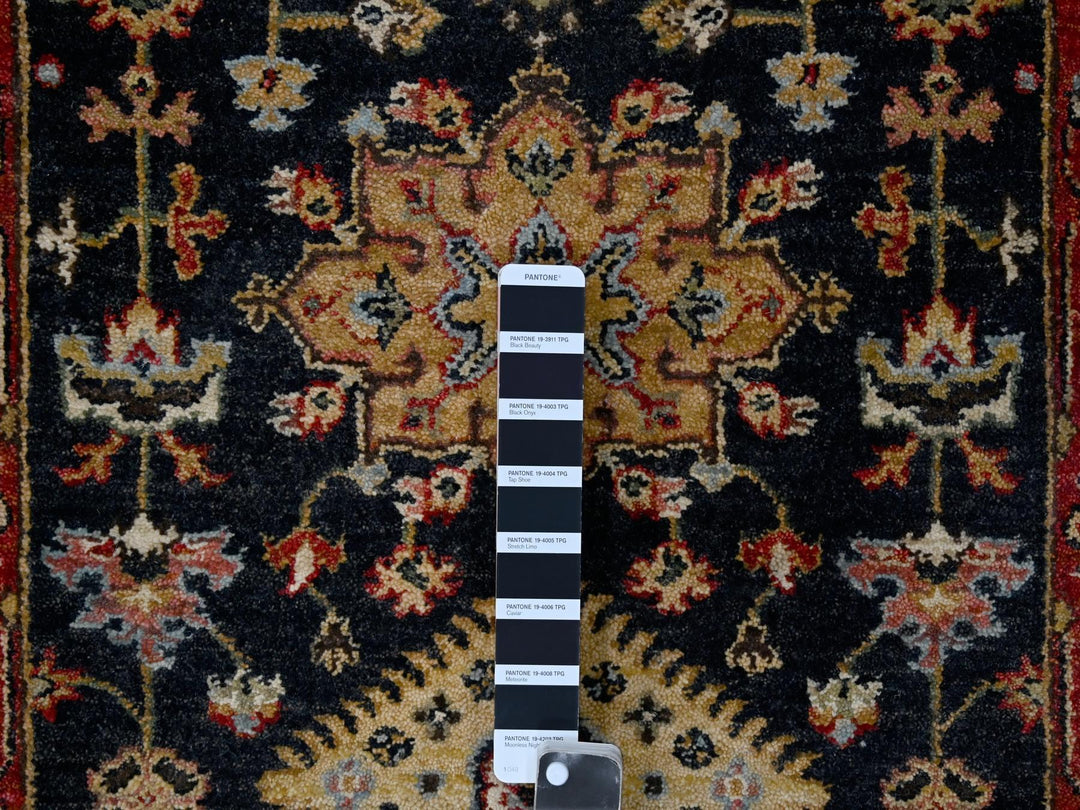 2'7" x 10'1" New Hand Knotted Black Wool Runner Oriental Rug - MOA10284710