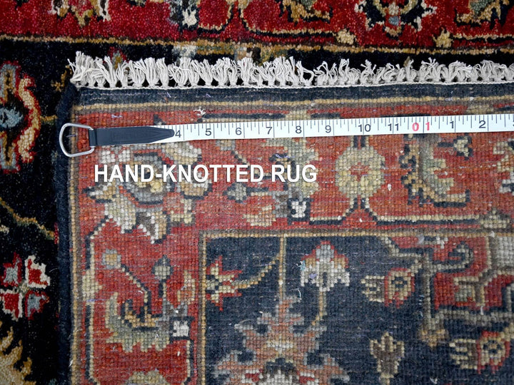 2'7" x 10'1" New Hand Knotted Black Wool Runner Oriental Rug - MOA10284710