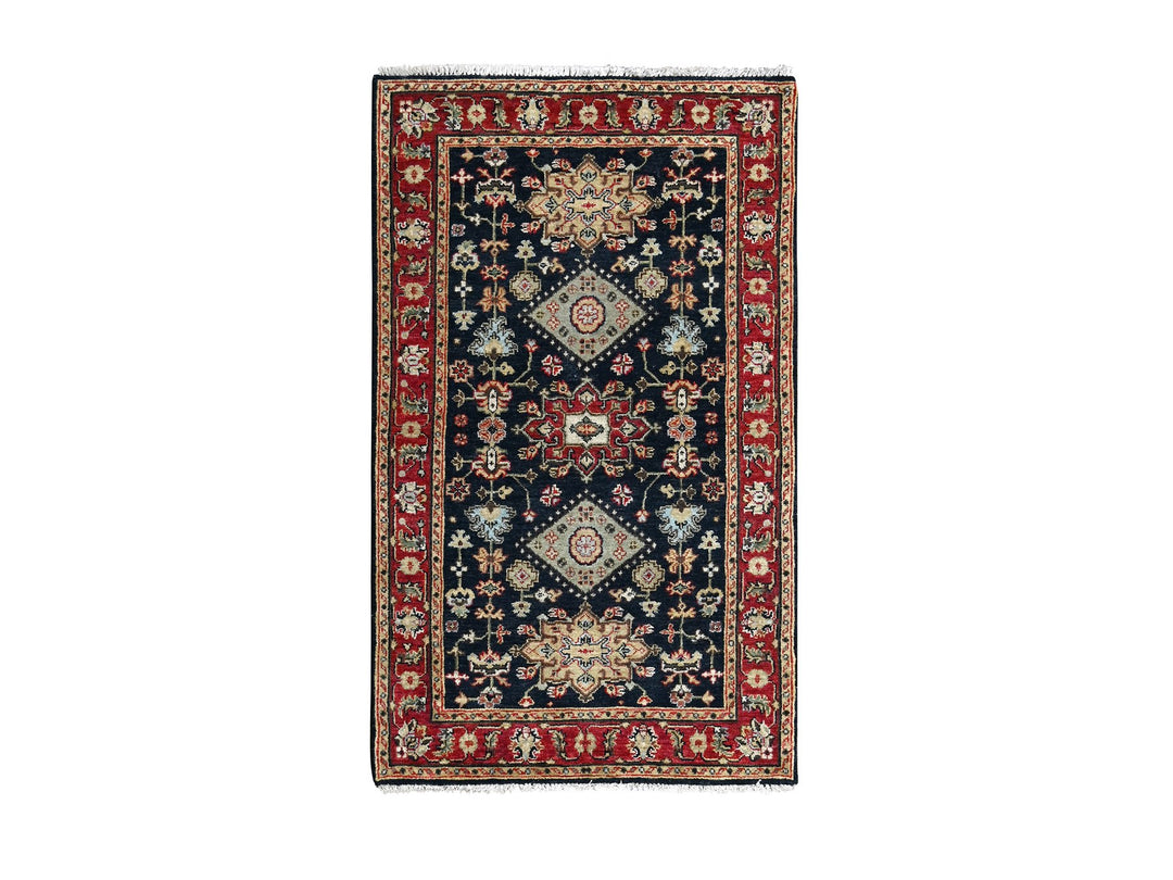 3'0" x 5'0" New Hand Knotted Black Wool Rectangle Oriental Rug - MOA10284711