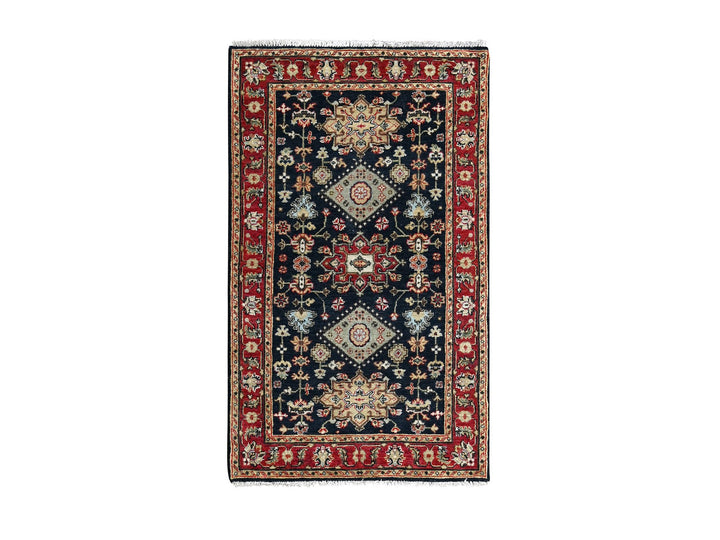 3'0" x 5'0" New Hand Knotted Black Wool Rectangle Oriental Rug - MOA10284711