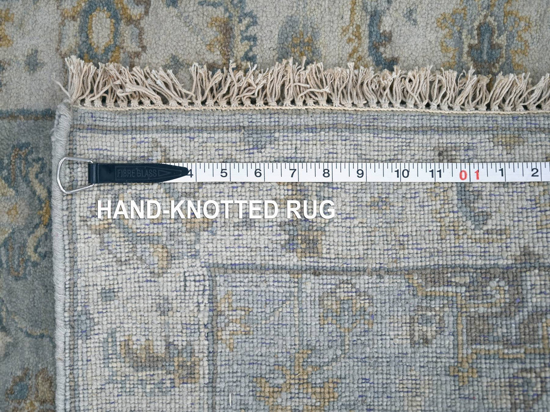 2'7" x 10'0" New Hand Knotted Grey Wool Runner Oriental Rug - MOA10284712