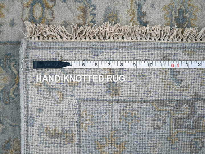 2'7" x 10'0" New Hand Knotted Grey Wool Runner Oriental Rug - MOA10284712