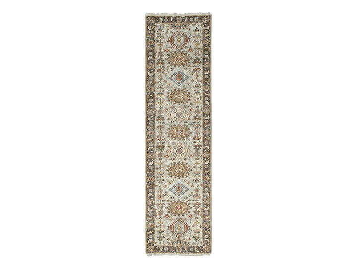 2'7" x 10'0" New Hand Knotted Grey Wool Runner Oriental Rug - MOA10284715