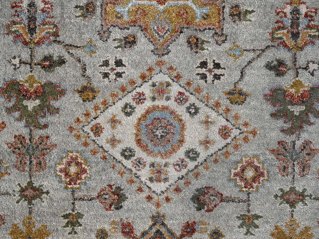 2'7" x 10'0" New Hand Knotted Grey Wool Runner Oriental Rug - MOA10284715