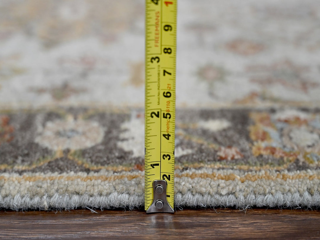2'7" x 10'0" New Hand Knotted Grey Wool Runner Oriental Rug - MOA10284715