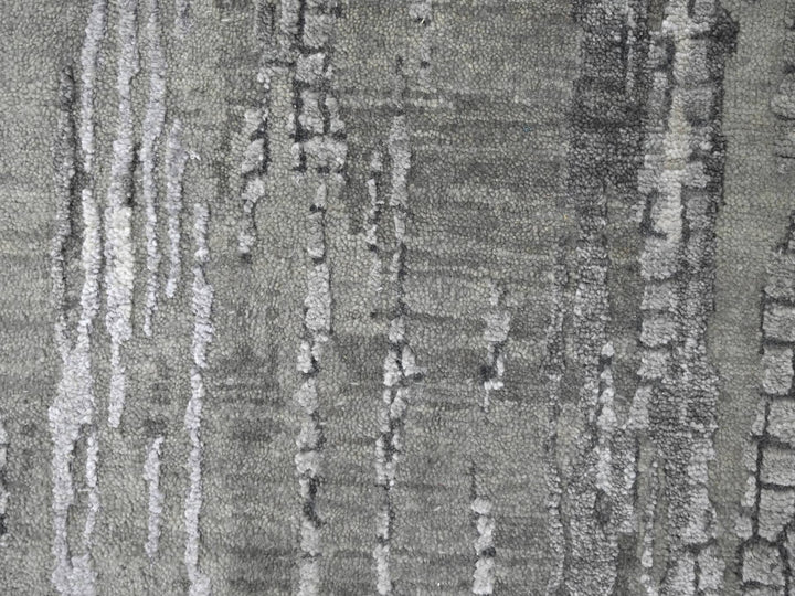 2'9" x 23'8" New Hand Knotted Grey Wool & Silk Runner Oriental Rug - MOA10284728