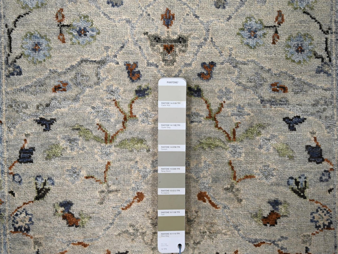 2'8" x 27'8" New Hand Knotted Grey Wool Runner Oriental Rug - MOA10284735