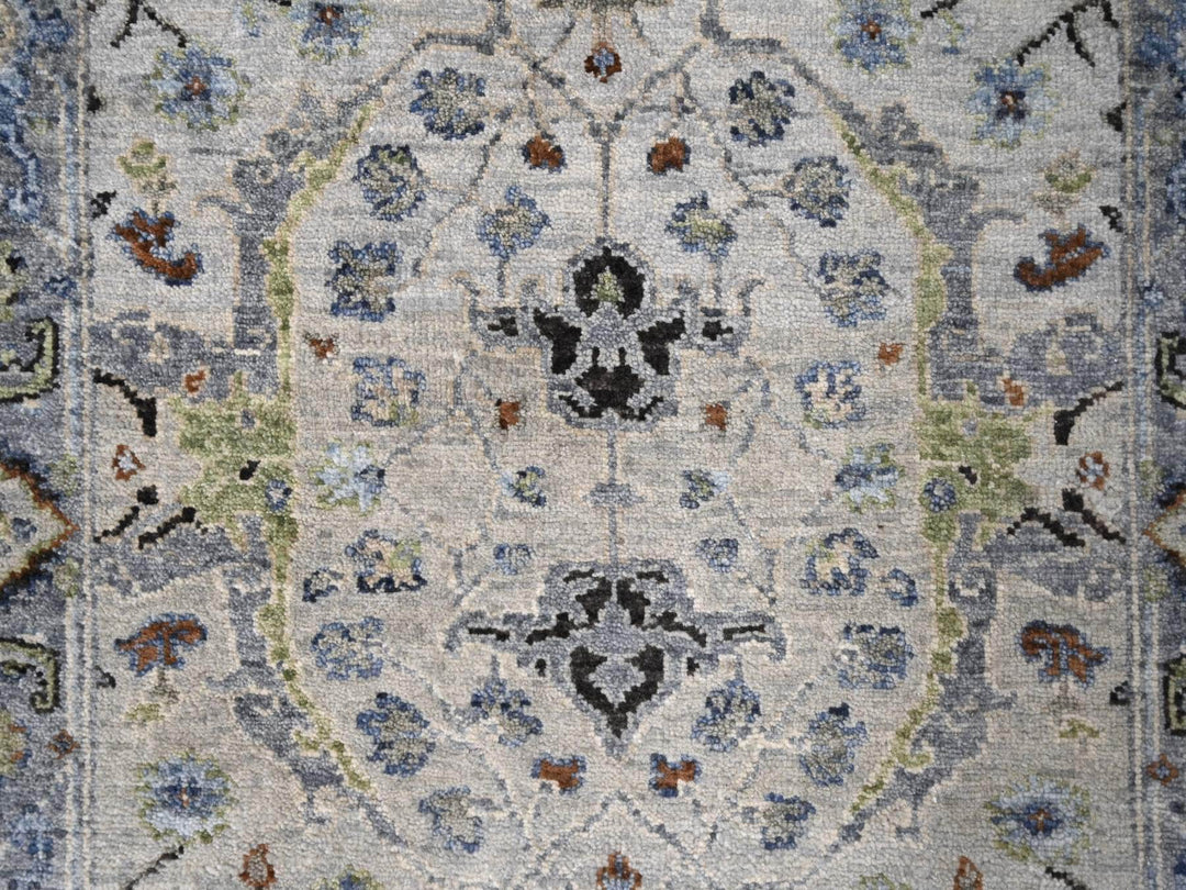 2'8" x 27'8" New Hand Knotted Grey Wool Runner Oriental Rug - MOA10284735