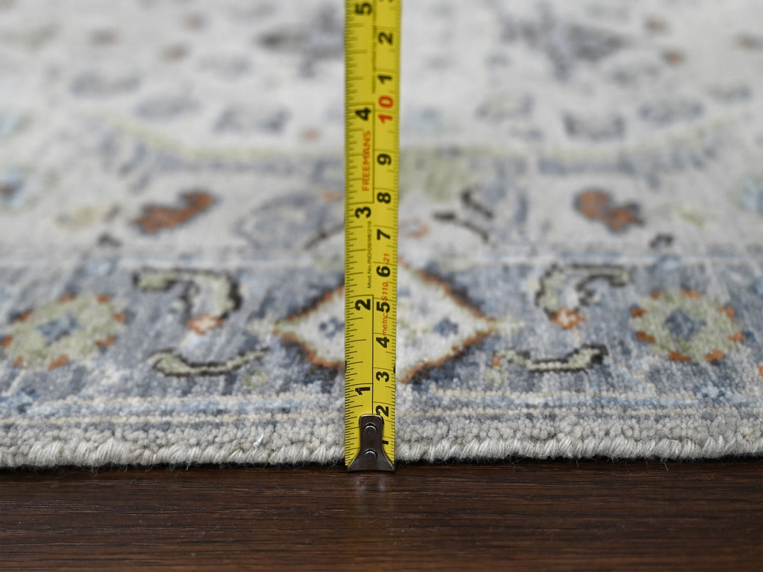 2'8" x 27'8" New Hand Knotted Grey Wool Runner Oriental Rug - MOA10284735