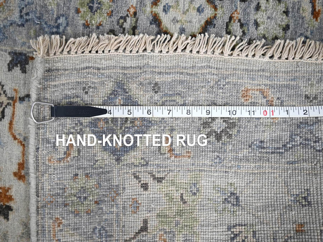 2'8" x 27'8" New Hand Knotted Grey Wool Runner Oriental Rug - MOA10284735