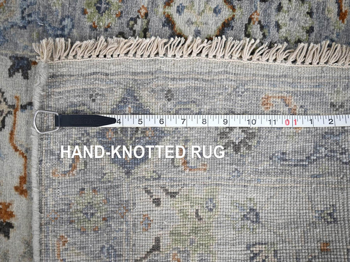 2'8" x 27'8" New Hand Knotted Grey Wool Runner Oriental Rug - MOA10284735