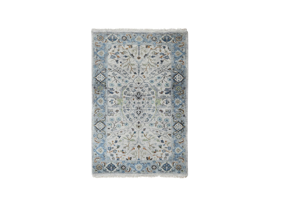 3'0" x 5'0" New Hand Knotted Grey Wool Rectangle Oriental Rug - MOA10284740