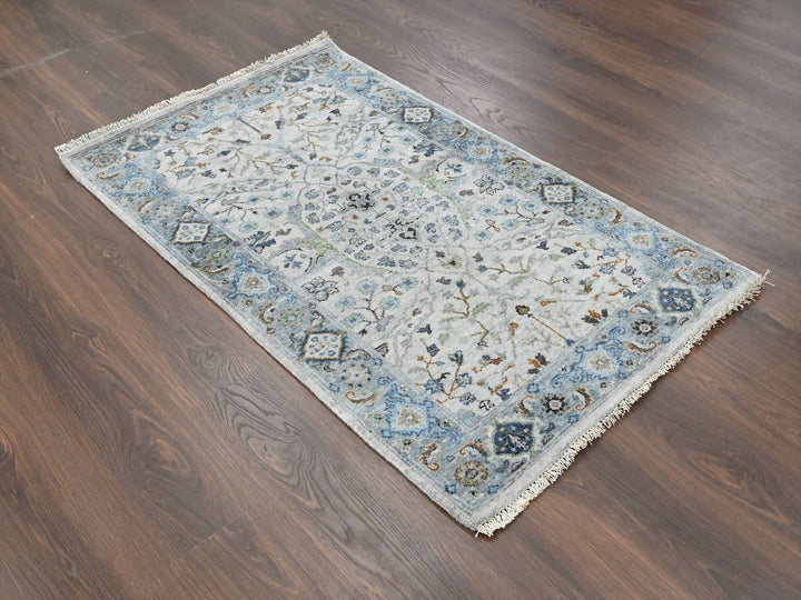 3'0" x 5'0" New Hand Knotted Grey Wool Rectangle Oriental Rug - MOA10284740