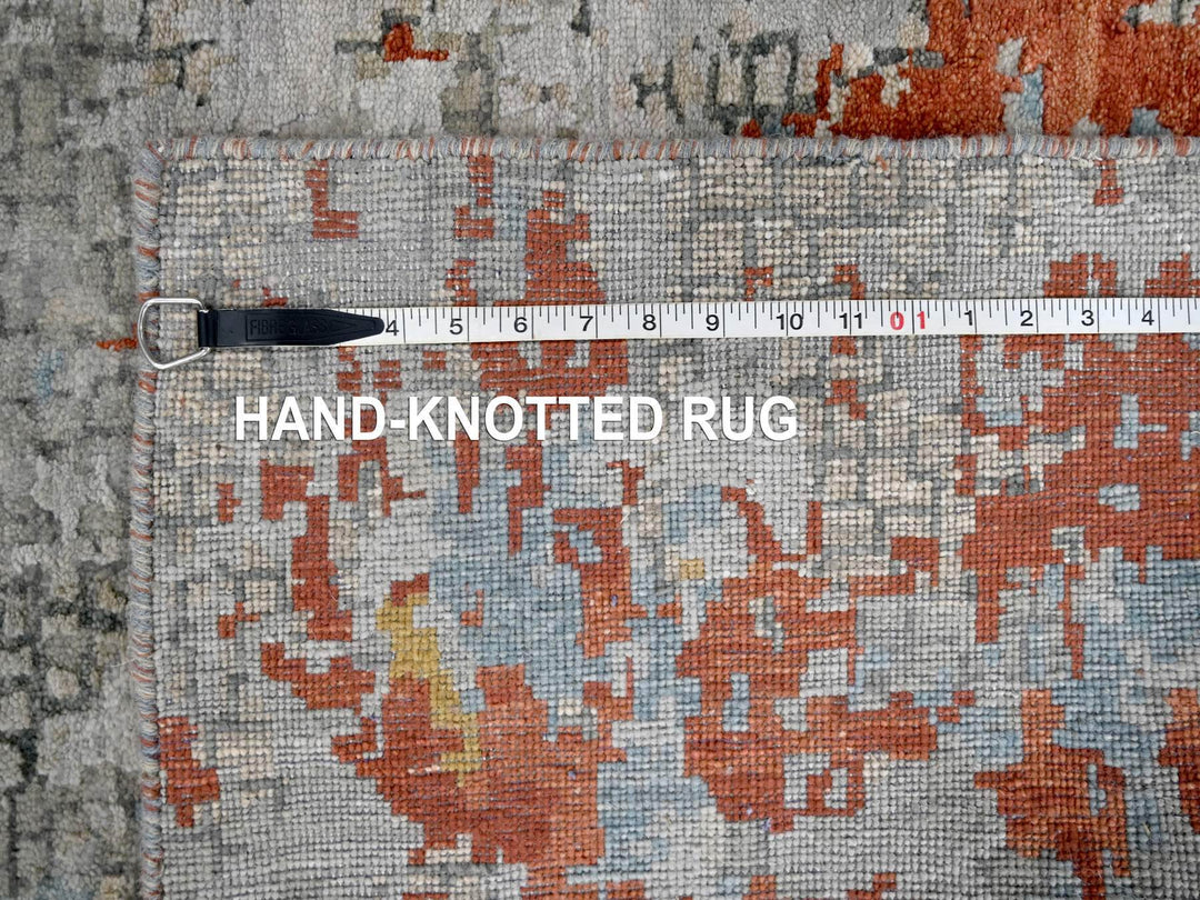 3'1" x 5'0" New Hand Knotted Orange Wool & Silk Rectangle Oriental Rug - MOA10284743