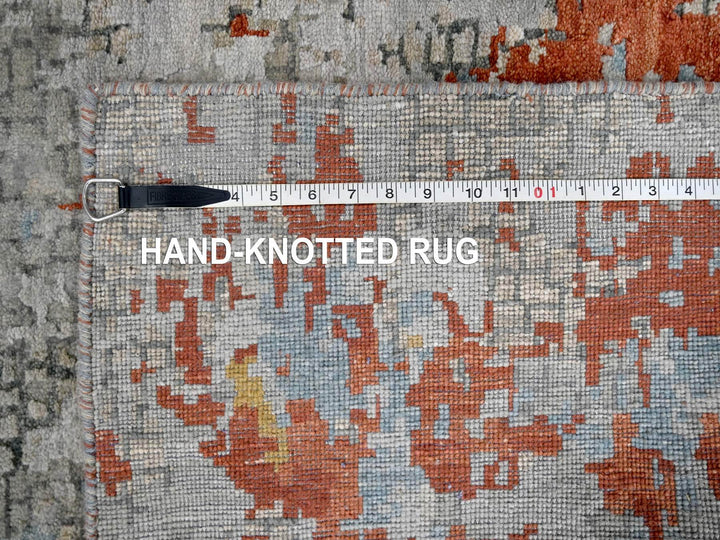 3'1" x 5'0" New Hand Knotted Orange Wool & Silk Rectangle Oriental Rug - MOA10284743