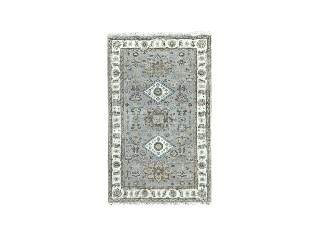 3'1" x 4'10" New Hand Knotted Grey Wool Rectangle Oriental Rug - MOA10284745